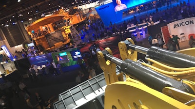 Some of the best views of MINExpo come from climbing up onto the equipment.