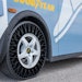 Goodyear and Local Motors are testing the airless tire in the field on an autonomous shuttle vehicle.