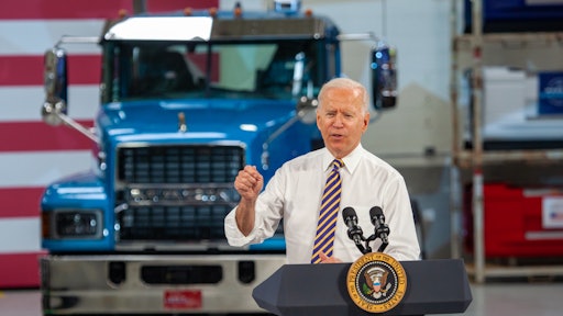 President Biden stressed the importance of U.S. manufacturing and buying American-made products during his visit with Mack Trucks.