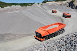 An intelligent front module replaces the operator cab on Scania's cabless autonomous vehicle concept.