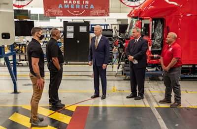 President Biden spoke with employees at Mack Trucks.