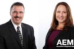 Dennis J. Slater (left) will retire as AEM President, and be succeeded by Megan Tanel, AEM’s Senior Vice President, Construction & Utility Sector.