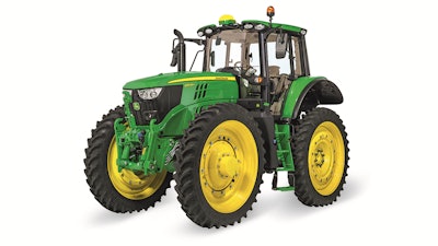 The John Deere 6155MH Tractor features a rear drop axle for maximum clearance while working in high-value crops.