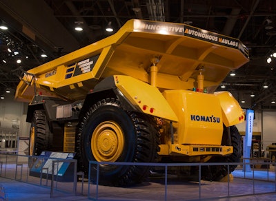 Komatsu debuted its Innovative Autonomous Haulage Vehicle with a cabless structure at MINExpo 2016.