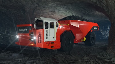 The new Sandvik TH550B 50-tonne battery-electric truck.