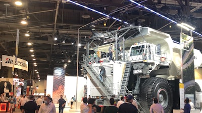 Liebherr demonstrated electric trolley power on a mine haul truck during MINExpo.