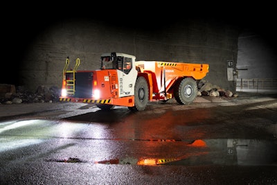 Sandvik's TH330 underground truck is powered by a 235 kW Tier 3 Volvo Penta engine.