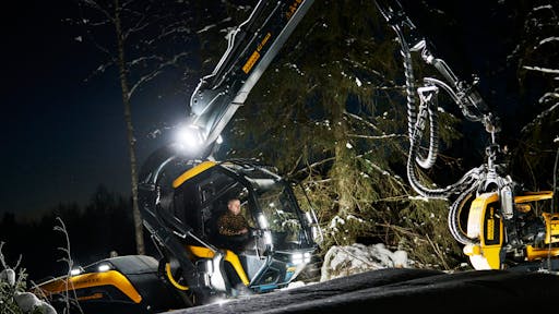 The Future Cab on PONSSE's new generation Scorpion forestry harvester provides enhanced visibility, and was a recipient of a 2021 Red Dot Product Design award.