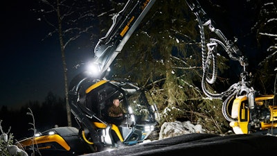 The Future Cab on PONSSE's new generation Scorpion forestry harvester provides enhanced visibility, and was a recipient of a 2021 Red Dot Product Design award.
