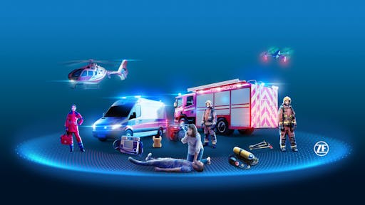 ZF Rescue Connect networks rescue forces with each other during their operations and provides them with all important status information of the deployed vehicles and equipment in real time.