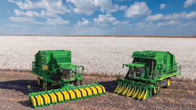 Both the CP770 Cotton Picker and CS770 Cotton Striper feature a new cotton handling system that reduces wrap and hauling costs up to 8% on the picker and 12% on the stripper.