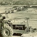 The first scraper to be equipped with pneumatic tires is pulled by an Allis-Chalmers crawler tractor in California’s Imperial Valley in August 1932.