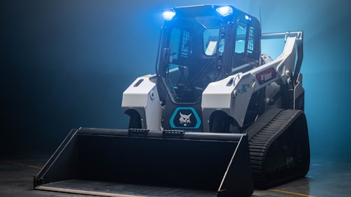Doosan Bobcat unveiled its all-electric T7X compact track load at the Consumer Electronic Show 2022.