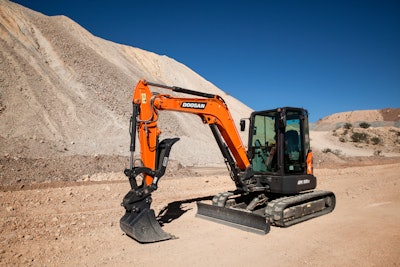 The new 48.8-hp Doosan DX50Z-7 mini excavator.