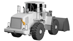 The new CAHB-2xS smart actuator from Ewellix shown on a wheel loader to lift the engine hood smoothly and close it to a perfectly sealed position.