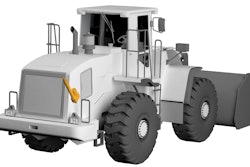 The new CAHB-2xS smart actuator from Ewellix shown on a wheel loader to lift the engine hood smoothly and close it to a perfectly sealed position.