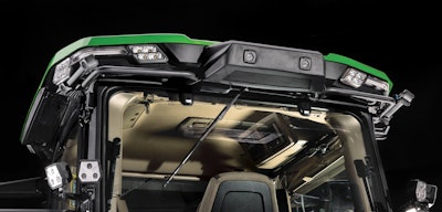 Six pairs of stereo cameras are placed at the front and rear of the autonomous 8R tractor for 360-degree visibility and object detection.