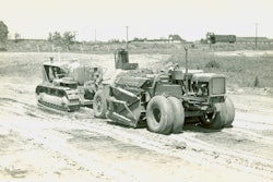 This Austin-Western 12-Yard Hydraulic Scraper is being tested at Moffat Coal Company near Sparta, Illinois, on June 25, 1936. Austin-Western also offered three smaller scrapers operated by cable. (R. G. LeTourneau, Inc. photograph, Maier-Daily Papers)