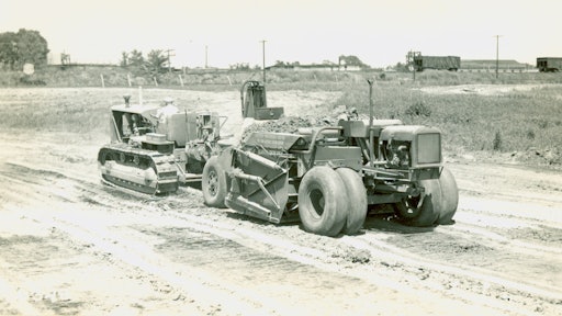 This Austin-Western 12-Yard Hydraulic Scraper is being tested at Moffat Coal Company near Sparta, Illinois, on June 25, 1936. Austin-Western also offered three smaller scrapers operated by cable. (R. G. LeTourneau, Inc. photograph, Maier-Daily Papers)