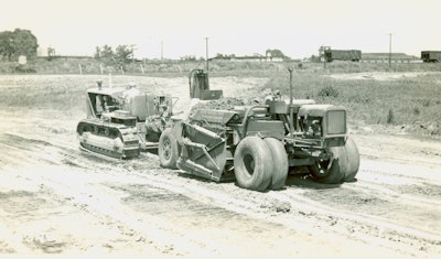 This Austin-Western 12-Yard Hydraulic Scraper is being tested at Moffat Coal Company near Sparta, Illinois, on June 25, 1936. Austin-Western also offered three smaller scrapers operated by cable. (R. G. LeTourneau, Inc. photograph, Maier-Daily Papers)