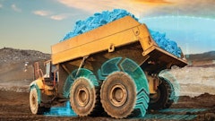 An augmented image of an off-highway vehicle with propulsion products onboard