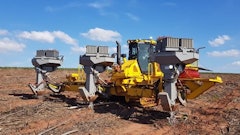 Bracke-made attachments on Komatsu-made bulldozer