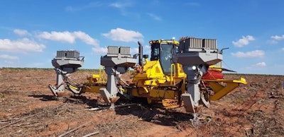 Bracke-made attachments on Komatsu-made bulldozer