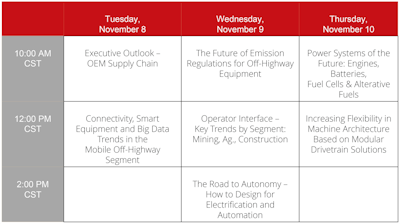 Image 1. The tentative schedule of presentations for the OEM Off-Highway Industry Summit
