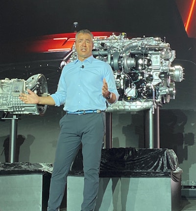 Michael Grahe, head of operations, Navistar, unveils the integrated powertrain.
