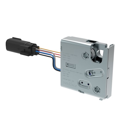 Electronic locks can incorporate proximity detectors that automatically unlock a door or storage compartment on an off-highway vehicle when an operator climbs up to enter a cab or approaches a locker. This helps improve operator safety, eliminating the need to dig out and actuate a key fob if their hands are full or holding on to a ladder.
