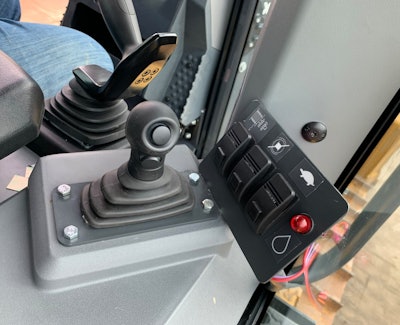 The new winch has a control handle which includes a joystick in the cab.