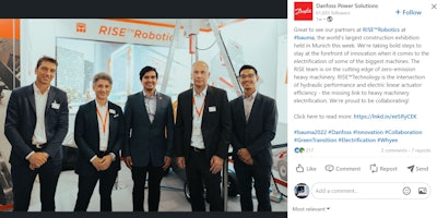 Danfoss Power Solutions LinkedIn post during bauma