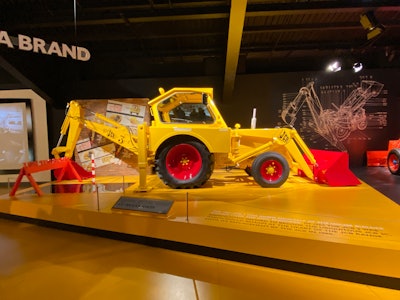 A backhoe loader in the JCB museum