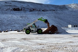 The Load All from JCB operating on hydrogen combustion in a quarry in England.