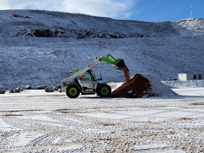 The Load All from JCB operating on hydrogen combustion in a quarry in England.