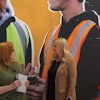 Lori Ditoro discusses Caterpillar's aftermarket benefits with Jessica Robertson, aftermarket sales manager.