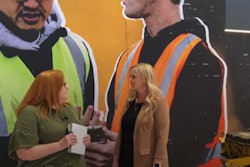 Lori Ditoro discusses Caterpillar's aftermarket benefits with Jessica Robertson, aftermarket sales manager.