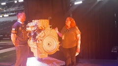 During CONEXPO, the Caterpillar team unveiled its smaller footprint diesel engine to dealers at Allegiant Stadium.