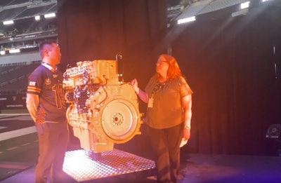 During CONEXPO, the Caterpillar team unveiled its smaller footprint diesel engine to dealers at Allegiant Stadium.