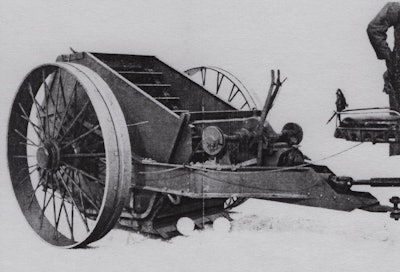 The Improved Slusser Excavator, patented in 1866. Note the slat conveyor for loading.