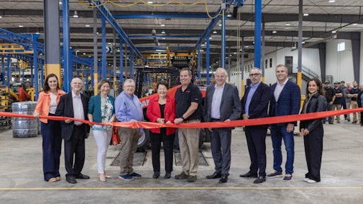 (Left to Right: Brooke Rollag - Executive Director of Lake Area Improvement Corporation, Mr. Himsworth, Elisabeth Ausimour - President of the Product Division, Roy Lindsay - Mayor of Madison, SD, Mrs. Jacqueline Himsworth Chairman of the Board Manitou Group, Jeff Minnaert - Madison, SD Plant Manager, Michel Denis - President & CEO of Manitou Group, Franck Buisard - Vice President of the Product Unit Compact and Articulated Loaders and Managing Director for Manitou Equipment America, Casey Crabtree - South Dakota Senator and Director of Economic Development for Heartland Energy, Katherine Kirby - Business Development Representative for the South Dakota Department of Economic Development)