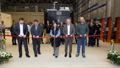 Left to right: Robert Cochanski (Executive Managing Director - CES EMEA and Global Doser Technology Business, Cummins), Jason Ward (European CSPI Leader Cummins), Sabine Sitter (County Main Spessart Kreis), Thomas Stamm (Mayor of Marktheidenfeld) and Heiko Rudloff (Leader of the Works Council at CMHF)