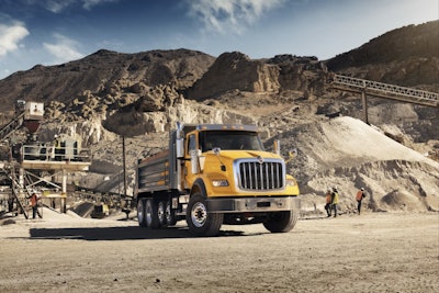 An International Trucks service truck includes built-in Diamond Logic, OnCommand Connection proactive and predictive tools and factory-installed lift axle options.