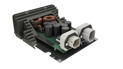 Eaton’s DC/DC converter takes power from a 48-volt system and steps it down to 12 volts to run accessories and other low-power systems.