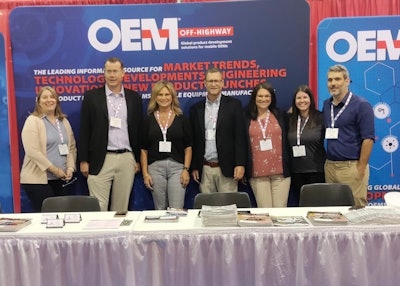 OEM Off-Highway team, left to right: Jennifer Smith, brand marketing manager; Craig Rohde, associate publisher; Jodi Sage, events and marketing specialist; Sean Dunphy, brand director, Construction, OEM & IRONPROS; Nikki Lawson, brand manager, Construction & OEM; Marina Mayer, content director; Pat Brown, senior video producer.