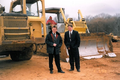 Founder and CEO Bent Jenson on left with first LINAK U.S. employee, Per R. Andersen, on right pictured at groundbreaking in 1999