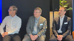 Left to right: Paul Moore, head of powertrain system integration for Perkins; Ian Foley, CEO at Equipmake; Edward Long, senior lecturer at Loughborough University.