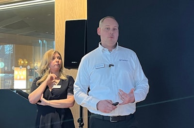 Jessica Langley and Richard Bates discussed lifecycle management for engines at the Perkins press conference in London.