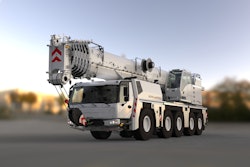 The Grove GMK5150L-1e and GMK5150XLe, the latter of which is on display at the bauma booth, feature fully electrified superstructures that provide emissions-free lifting for up to five hours from batteries that can be recharged via grid or onboard generators.