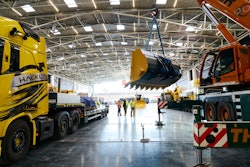 As setup begins for bauma 2025, more than 3,500 exhibitors prepare to showcase construction machinery, building material machines, mining machines, construction vehicles and construction equipment at Messe München in Munich, Germany.